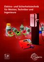 Text: "Elektro- und Sicherheitstechnik für Meister, Techniker und Ingenieure." Verschiedene elektrische Bauteile auf rotem Hintergrund.