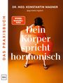 Dr. med. Konstantin Wagner, dein Körper spricht hormonisch. Frau umarmt orangen Sitzsack vor orangem Hintergrund.