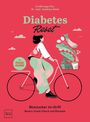 "Ernährungs-Doc Dr. med. Matthias Riedl", "Diabetes Reset", "Blutzucker im Griff", "mit FOOD GUIDE". Illustration einer Frau auf Fahrrad.