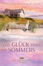 "Das Glück eines Sommers", Roman, von Emma Cole & Joanne St. Lucas, Outer Banks Saga. Ein Haus am Strand bei Sonnenuntergang.