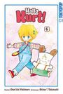 "Hallo Kurt!" und "6" in farbenfroher Illustration. Junge mit blonden Locken und Latzhose läuft mit fröhlichem, weißem Kaninchen.