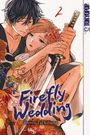 „Firefly Wedding“, Oreco Tachibana. Ein Paar mit Schwert in inniger Pose, umgeben von Blumen. Manga-Stil.