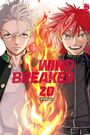 „WIND BREAKER“, „20“, „SATORU NII“. Zwei Figuren mit flammender Trennung in der Mitte, blond und rothaarig. Manga-Stil.