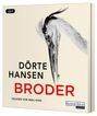 Text: "DÖRTE HANSEN BRODER, GELESEN VON NINA HOSS". Illustration eines eleganten Storches.