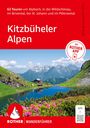 Text: "62 Touren um Alpbach...", "Kitzbüheler Alpen", "Mit ROTHER APP". Berglandschaft mit Hütte und See. Rotes Logo.