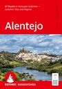 "57 Touren in Portugals Südosten – zwischen Tejo und Algarve. Alentejo. ROTHER WANDERFÜHRER" Logo zeigt Bergsilhouette.