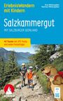 ErlebnisWandern mit Kindern, Salzkammergut, 40 Touren. Zwei Kinder wandern auf einem Bergpfad, daneben ein fröhliches Murmeltier.
