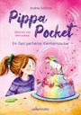 „Pippa Pocket: Ein fast perfekter Kleinhornzauber“. Kind mit Zopf betrachtet einen bunten Einhornkuchen.