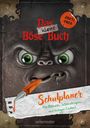 „Das kleine Böse Buch“, „2027/2028“, „Schulplaner“, „Mit Rätseln, Scherzfragen und listigen Listen!“, gruseliges Gesicht.