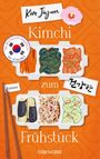 „Kim Jiyun Kimchi zum Frühstück“; Sticker „Die Bestseller-Sensation aus Südkorea“; Essensabbildungen in Bento-Boxen.