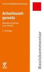 Text: "Arbeitszeitgesetz. Basiskommentar zum ArbZG. 3. Auflage." Orange-weißer Hintergrund, rotes Quadrat, Bund-Verlag-Logo.