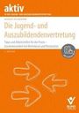 Cover eines Buches, Titel: "Die Jugend- und Auszubildendenvertretung". Drei weiße Pfeile zeigen in verschiedene Richtungen.