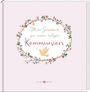 "Mein Gästebuch zur ersten heiligen Kommunion" in floraler Umrahmung, goldene Taube mit Zweig.
