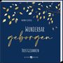 Texte: "Werner Gutheil", "Wunderbar geborgen", "Trostgedanken". Goldene Blätter an Ästen auf dunkelblauem Hintergrund.