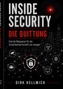 „INSIDE SECURITY – DIE QUITTUNG“ in Weiß und Rot. Symbole: Kamera, Antenne, Fingerabdruck, Schloss. Hintergrund Stadt.