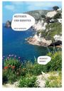 "Heiteres und Ernstes. Neue Gedichte. Herbert Mamat." Küstenlandschaft mit blauem Meer, Klippen und blühenden Blumen.