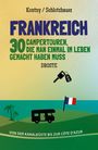 Text: "FRANKREICH: 30 Campertouren, die man einmal im Leben gemacht haben muss". Illustration mit Wohnmobil.
