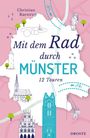 Titel: Mit dem Rad durch Münster. Autor: Christian Raestrup. Illustrationen von Gebäuden und Fahrradmotiv.