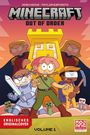 "Minecraft: Out of Order", "Englisches Originalcover", "Volume 1". Illustration: Fünf Charaktere in Kampfpose, stilisiert.