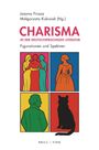 "Charisma in der deutschsprachigen Literatur" in großen Buchstaben. Illustrationen von Silhouetten und einer Katze.