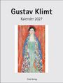 "Gustav Klimt Kalender 2027" und "Fink Verlag". Illustration einer Frau in einem farbenfrohen Kleid.
