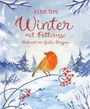 „Winter mit Pettirosso“ von Ester Tomè, illustriert von Giulia Dragone. Ein Rotkehlchen auf einem schneebedeckten Zweig.