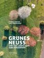 "Thomas Mayer, Uwe Ebbinghaus, Grunes Neuss, von der Landschaft zum Burgerpark, Greven Verlag." 
Draufsicht auf Bäume in grüner Landschaft.