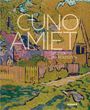 "CUNO AMIET, DIE VIER JAHRESZEITEN. Hirmer" auf einer Impressionismus-Illustration mit Haus, Garten und Wald.