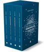 Buchset "Der Weg der Demokratie" von Günter Fröhlich, Bände 1-3. Dunkelblaues Design mit weißen Quadraten.