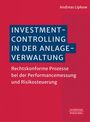 INVESTMENT-CONTROLLING IN DER ANLAGEVERWALTUNG. Roter Hintergrund, blauer Block, weißer und roter Text.