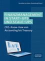 Blaues Cover, Titel: "Finanzmanagement in Start-ups und Scale-ups". Laptop-Grafik mit Diagrammen unten links.