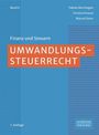 "Band 6, Finanz und Steuern, Umwandlungssteuerrecht, 7. Auflage." Blaues Hintergrunddesign mit Muster.