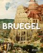 Text: "BRUEGEL" in großen Buchstaben. Darunter eine historische Szene mit einem großen Turm und im Vordergrund Personen.