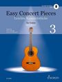 "Easy Concert Pieces", "Leichte Konzertstücke", "for Guitar", "für Gitarre", "3". Eine Gitarre vor blauem Hintergrund.