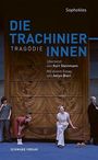 "Die Trachinierinnen - Tragödie" von Sophokles, übersetzt von Kurt Steinmann, Essay von Anton Bierl. Vier Personen vor Holzwand.