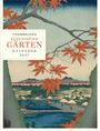 Text: "THORBECKES JAPANISCHE GÄRTEN KALENDER 2027". Illustration mit roten Ahornblättern, Flusslandschaft und Bergen.
