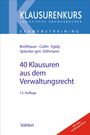 Text: "40 Klausuren aus dem Verwaltungsrecht. 13. Auflage." Blau-weiße Buchgestaltung mit rotem Streifen.
