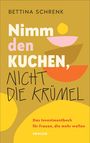 Text: "Bettina Schrenk, Nimm den Kuchen, nicht die Krümel. Das Investmentbuch für Frauen, die mehr wollen. Vahlen."  
Grafik: Bunte, abstrakte Formen.