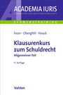 Text: "EXAMENSTRAINING", "Fezer · Obergfell · Hauck", "Klausurenkurs zum Schuldrecht", "11. Auflage", "Vahlen". Buchcover in Blau und Weiß.