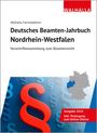 „Deutsches Beamten-Jahrbuch NRW“, Karte von Deutschland mit markiertem NRW, rotes Paragraphenzeichen vor blauer Fläche.