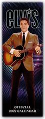 Text: "ELVIS" und "OFFICIAL 2027 CALENDAR". Ein Mann im Anzug mit Gitarre, vor einem bunten, gepunkteten Hintergrund.
