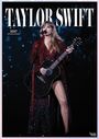 „TAYLOR SWIFT 2027 OFFICIAL CALENDAR“ steht in Großbuchstaben oben. Frau mit rotem Glitzeroutfit und Gitarre.