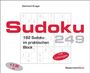 Titel: "Sudoku 249". "192 Sudoku im praktischen Block", "mit Lösungen". Preis: "€ 2,99". Hintergrund: Sudoku-Gitter.