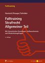 "Falltraining Strafrecht Allgemeiner Teil" mit theoretischen Grundlagen. Rotes Daumen-Illustration auf gestreiftem Hintergrund.