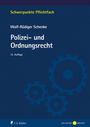 "Schwerpunkte Pflichtfach: Polizei- und Ordnungsrecht, 12. Auflage." Dunkelblauer Hintergrund mit Zahnrädern.