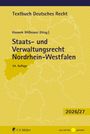 Buchcover, gelber Hintergrund, Karte von Deutschland, Titel: "Staats- und Verwaltungsrecht Nordrhein-Westfalen".