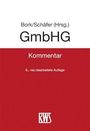 Text: "Bork/Schäfer (Hrsg.) GmbHG Kommentar 6., neu bearbeitete Auflage." Cover mit rotem und weißem Hintergrund.