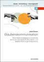 "Glaube – Wertbildung – Interreligiosität", Titel "Glaubenskommunikation", Hände mit Sprechblasen, abstrakte Kreise.
