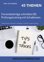 Oben: Rosa von Trautheim, 45 Themen. Unten: Tasse, Laptop, Notizbuch mit "Tips & Tricks", Brille, Stift, Pflanze.
