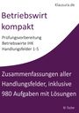"Betriebswirt kompakt; Klausura.de; Zusammenfassungen und 980 Aufgaben; M. Fischer" auf weiß und lila Hintergrund.